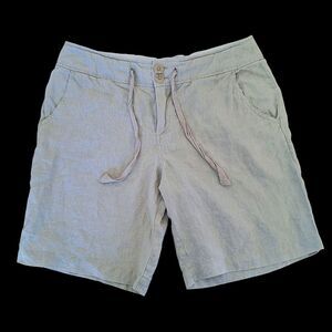 100% Linen Shorts Modest Drawstring Pockets Flax sz 8 JONES & CO. JONES NEW YORK